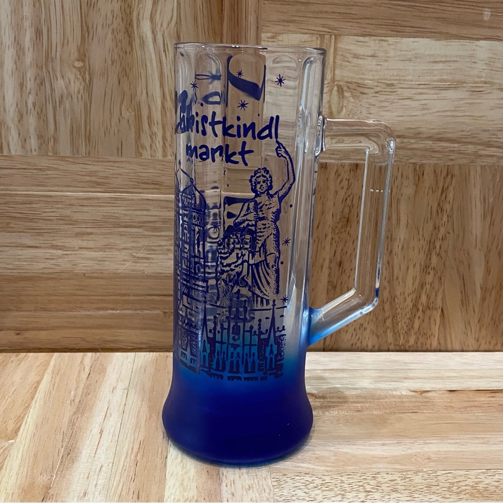Vintage BOCKLING Munchner Christkindlmarkt Blue Glass Slim Mug